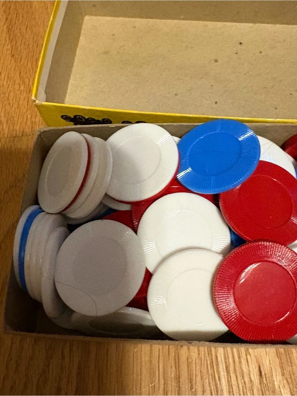 Vintage Poker Chips Red White Blue Plastic